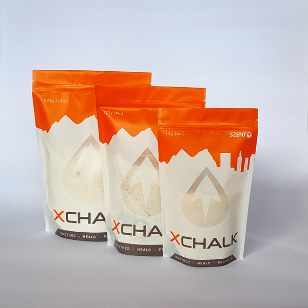 premium rock climbing chalk, gym chalk, szent xchalk chalk, 3 sizes of bag